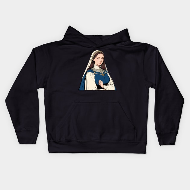 Medieval Middle Class Merchant Woman Kids Hoodie by CursedContent